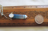Blue Agate White Moonstone Sterling Silver Pendant Necklace