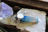 Blue Agate White Moonstone Sterling Silver Pendant Necklace