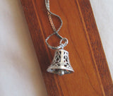 Sterling Silver Filigree Bell Vintage Pendant Necklace