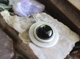 Black Onyx Natural Gemstone Silver Pendant Necklace