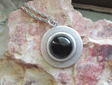Black Onyx Natural Gemstone Silver Pendant Necklace