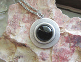 Black Onyx Natural Gemstone Silver Pendant Necklace