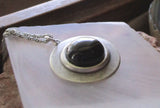 Black Onyx Natural Gemstone Silver Pendant Necklace