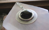 Black Onyx Natural Gemstone Silver Pendant Necklace