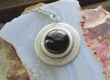 Black Onyx Natural Gemstone Silver Pendant Necklace
