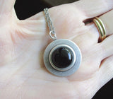 Black Onyx Natural Gemstone Silver Pendant Necklace