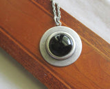 Black Onyx Natural Gemstone Silver Pendant Necklace
