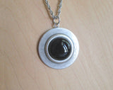 Black Onyx Natural Gemstone Silver Pendant Necklace