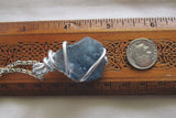 Natural Blue Fluorite Raw Crystal Pendant Necklace