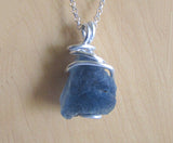 Natural Blue Fluorite Raw Crystal Pendant Necklace
