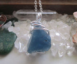 Natural Blue Fluorite Raw Crystal Pendant Necklace