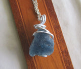 Natural Blue Fluorite Raw Crystal Pendant Necklace