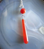 Orange Carnelian Natural Crystal Drop Pendant Necklace