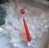 Orange Carnelian Natural Crystal Drop Pendant Necklace