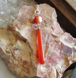 Orange Carnelian Natural Crystal Drop Pendant Necklace