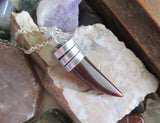 Amber Agate Natural Gemstone Horn Pendant Necklace
