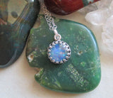 Natural Australian Opal Sterling Silver Crown Pendant Necklace