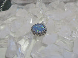 Natural Australian Opal Sterling Silver Crown Pendant Necklace