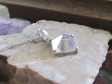 Antique Sterling Silver Quartz Crystal Pyramid Pendant Necklace