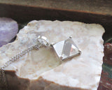 Antique Sterling Silver Quartz Crystal Pyramid Pendant Necklace