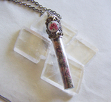 Rose and Lavender Herbal Bullet Jewelry Pendant Necklace