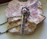 Rose and Lavender Herbal Bullet Jewelry Pendant Necklace