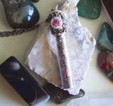 Rose and Lavender Herbal Bullet Jewelry Pendant Necklace