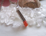 Orange Fire Opal Silver Bullet Pendant Necklace