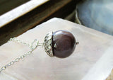 Botswana Agate Gemstone Silver Acorn Pendant Necklace