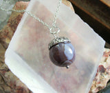 Botswana Agate Gemstone Silver Acorn Pendant Necklace