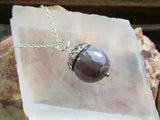 Botswana Agate Gemstone Silver Acorn Pendant Necklace