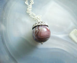Botswana Agate Gemstone Silver Acorn Pendant Necklace