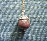 Botswana Agate Gemstone Silver Acorn Pendant Necklace