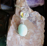 Natural Amazonite Aurora Borealis Butterfly Pendant Necklace