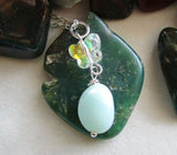 Natural Amazonite Aurora Borealis Butterfly Pendant Necklace