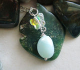 Natural Amazonite Aurora Borealis Butterfly Pendant Necklace