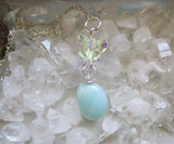 Natural Amazonite Aurora Borealis Butterfly Pendant Necklace