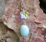 Natural Amazonite Aurora Borealis Butterfly Pendant Necklace