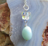 Natural Amazonite Aurora Borealis Butterfly Pendant Necklace