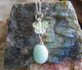 Natural Amazonite Aurora Borealis Butterfly Pendant Necklace