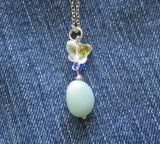 Natural Amazonite Aurora Borealis Butterfly Pendant Necklace