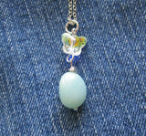 Natural Amazonite Aurora Borealis Butterfly Pendant Necklace