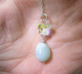 Natural Amazonite Aurora Borealis Butterfly Pendant Necklace