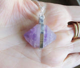 Lavender Amethyst Natural Gemstone Crystal Pendant Necklace