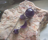 Purple Amethyst Crystal Ball Moon and Stars Pendant