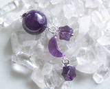 Purple Amethyst Crystal Ball Moon and Stars Pendant