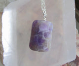 Chevron Amethyst Purple Crystal Pendant Necklace