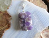 Chevron Amethyst Purple Crystal Pendant Necklace