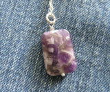 Chevron Amethyst Purple Crystal Pendant Necklace