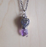 Elestial Amethyst Quartz Crystal Bullet Heart Jewelry Necklace